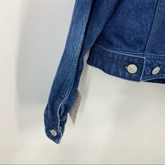 We the free Free People Now or Never Dark Wash Cropped Denim Jacket M